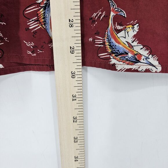 Vintage Reyn Spooner Shirt Mens XL‎ Hawaiian Short Sleeve Marlines AOP Trashed - Picture 10 of 14